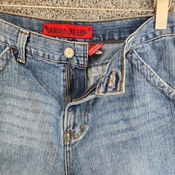 VTG JNCO Jean Shorts 35X12 Blue Crown Skater Streetwear Crown Wide Leg Baggy Y2k - Picture 4 of 16